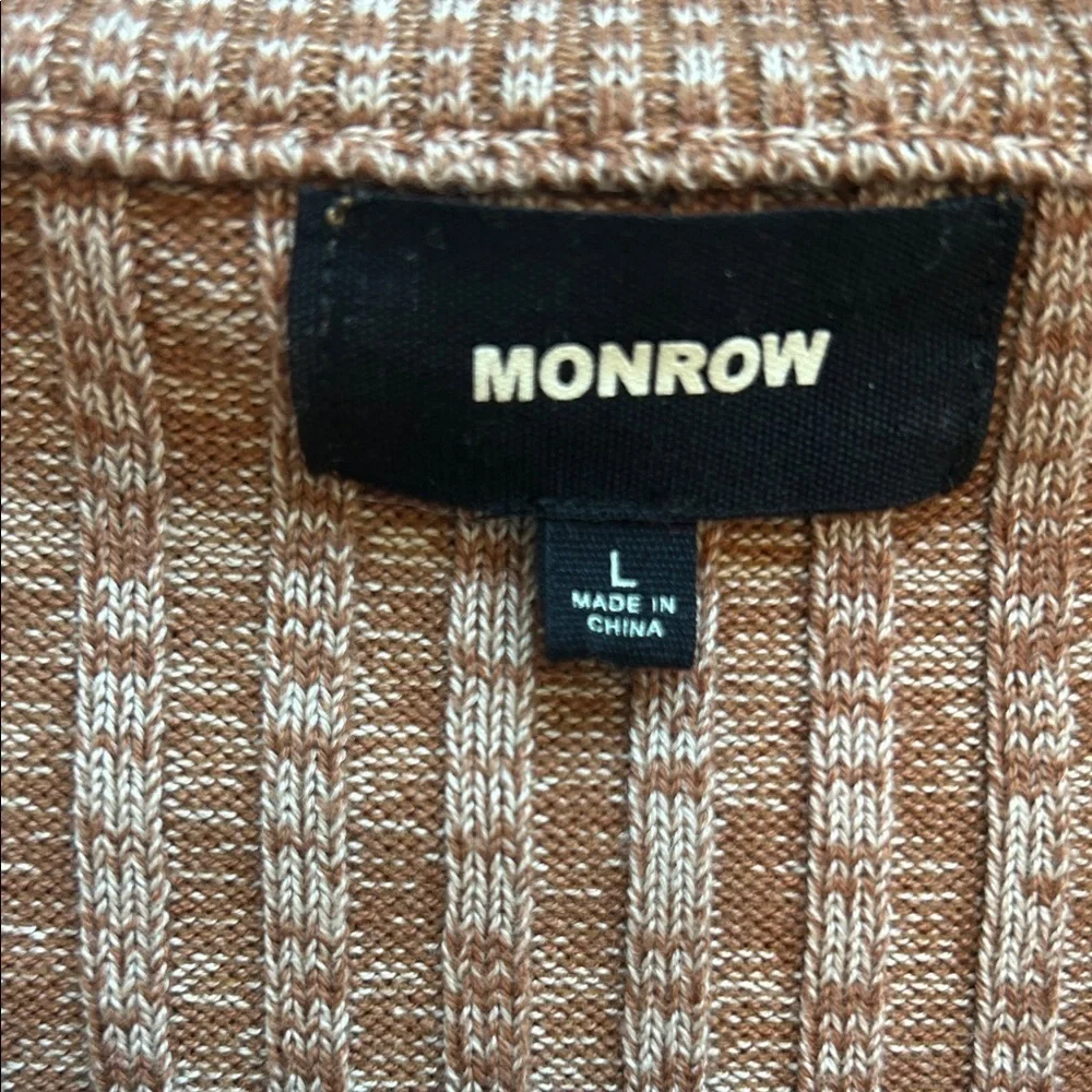 Monrow Brown Textured Knit Cardigan